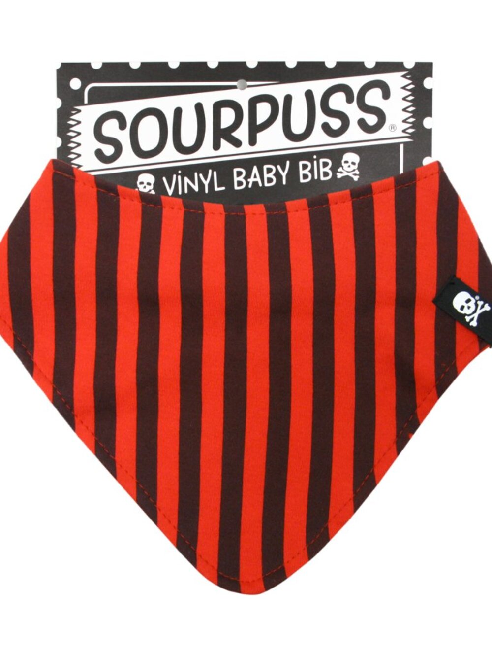 Black Red Striped Bandana Bib - Punk Rock Goth Alternative RARE NWT Skull Horror